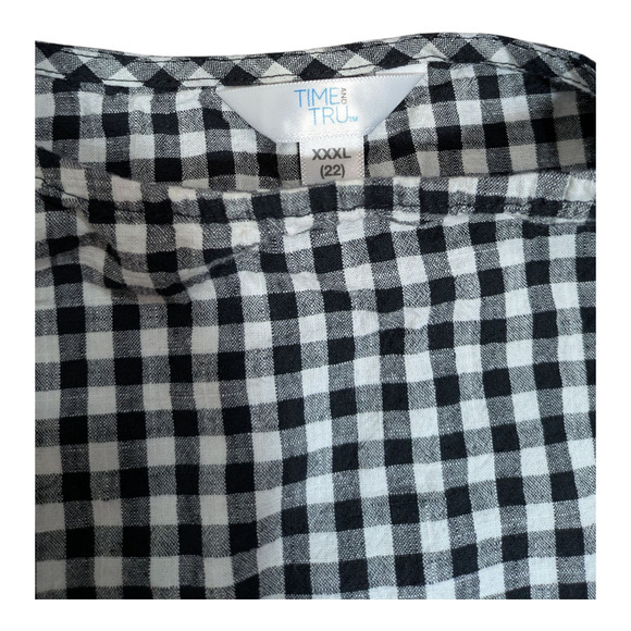 Time & Tru - Women's Shirt/Top Size 22 - XXXL Black/White Plaid Ruffle Sleeve - Picture 4 of 6